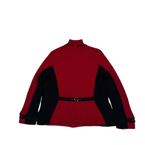 St. John Sport By Marie Red Black Knit Full Zip Y2K Sport Women's Size M-L - Picture 5 of 13
